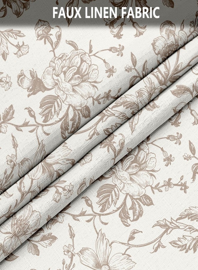 Tititex Boho Rustic Beige Flower Faux Linen Shower Curtain, Vintage Bathroom Decoration Shower Curtain Sets 71x71 in with Hooks - Image 3
